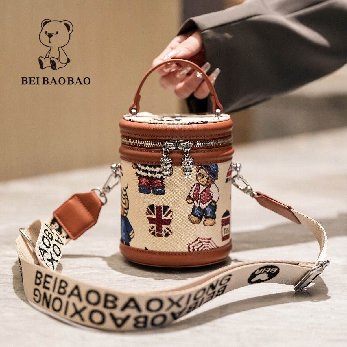 کیف استوانه ای دخترانه تدی  وارداتی کد 8550